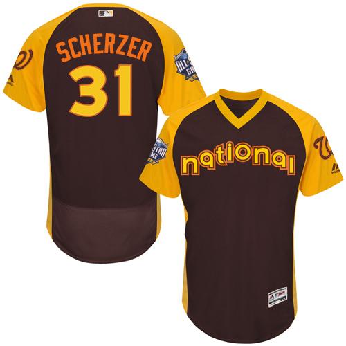 Nationals #31 Max Scherzer Brown Flexbase Authentic Collection 2016 All-Star National League Stitched MLB Jersey